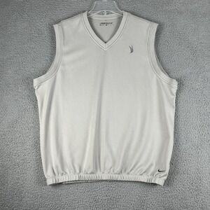 Nike Golf Vest‎ Mens XL Gray Dri FIT V Neck Sleeveless Pullover Wind Swoosh Logo